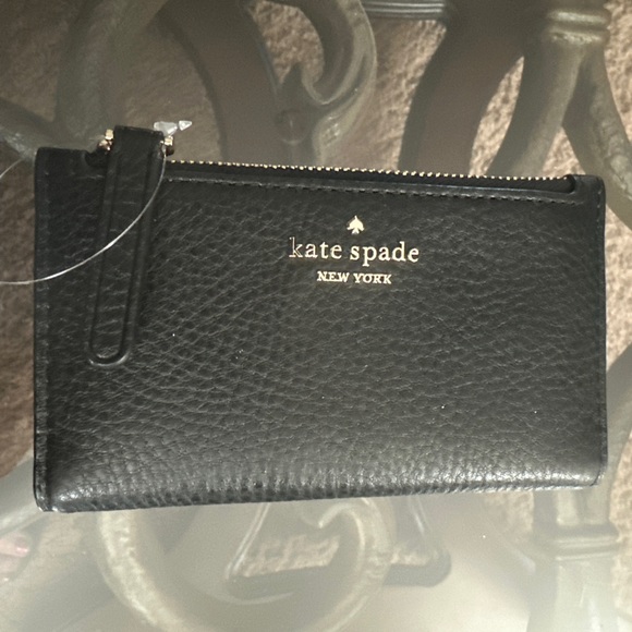 Kate Spade ❤️Jackson Small Slim Bifold Wallet ~Black Pebbled Leather #WLRU5472 - Picture 3 of 7
